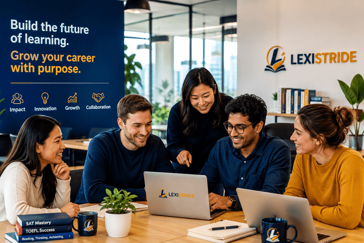 The LexiStride team collaborating in the office